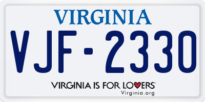 VA license plate VJF2330