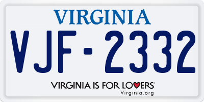 VA license plate VJF2332