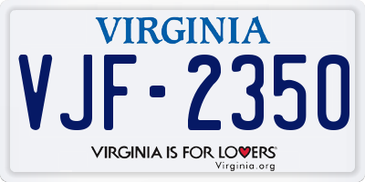 VA license plate VJF2350