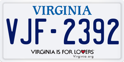VA license plate VJF2392