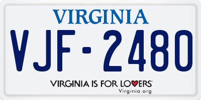 VA license plate VJF2480