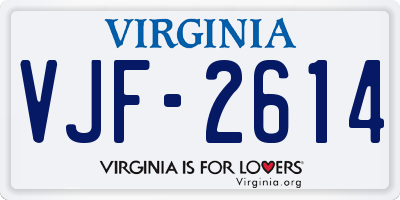 VA license plate VJF2614