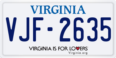 VA license plate VJF2635
