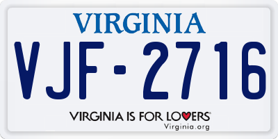 VA license plate VJF2716