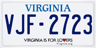VA license plate VJF2723
