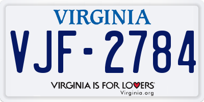 VA license plate VJF2784