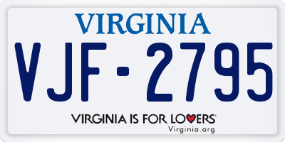 VA license plate VJF2795