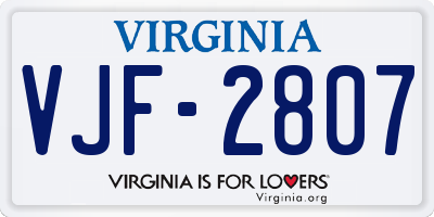 VA license plate VJF2807