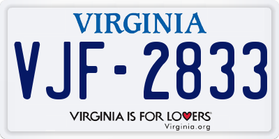 VA license plate VJF2833