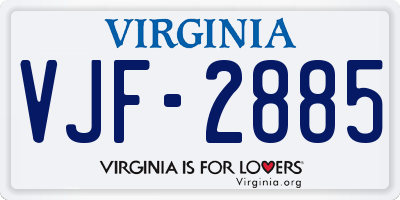 VA license plate VJF2885