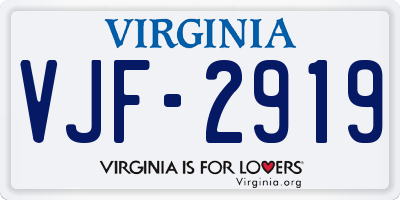 VA license plate VJF2919