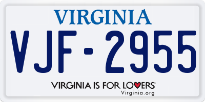 VA license plate VJF2955