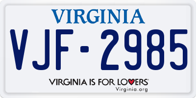 VA license plate VJF2985