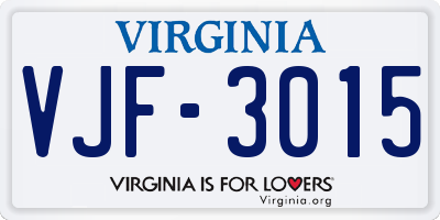 VA license plate VJF3015