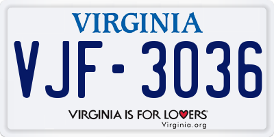 VA license plate VJF3036