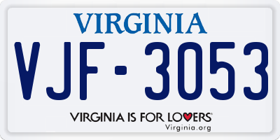 VA license plate VJF3053