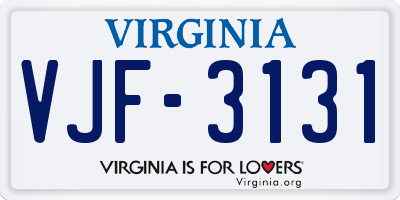 VA license plate VJF3131