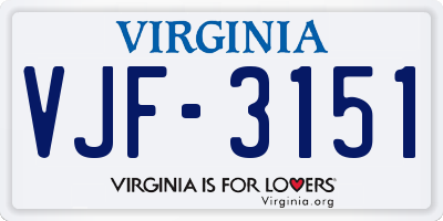 VA license plate VJF3151