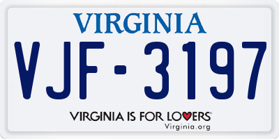 VA license plate VJF3197