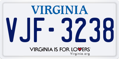 VA license plate VJF3238