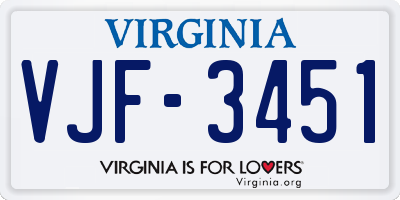 VA license plate VJF3451