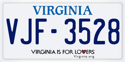 VA license plate VJF3528