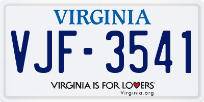VA license plate VJF3541
