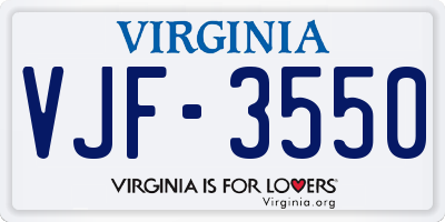 VA license plate VJF3550