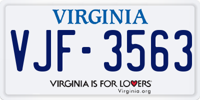 VA license plate VJF3563