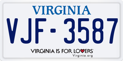 VA license plate VJF3587