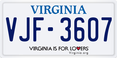VA license plate VJF3607