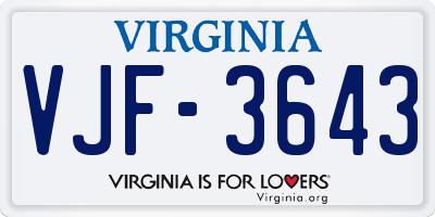 VA license plate VJF3643