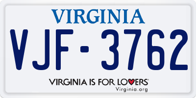 VA license plate VJF3762