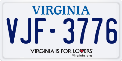 VA license plate VJF3776