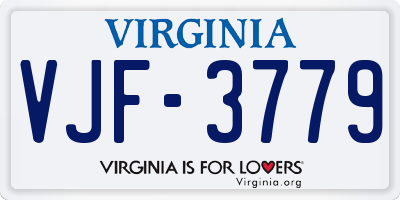 VA license plate VJF3779