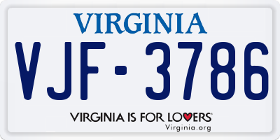 VA license plate VJF3786