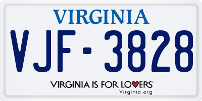 VA license plate VJF3828