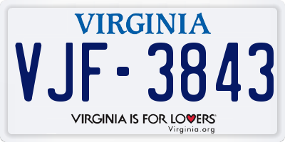 VA license plate VJF3843