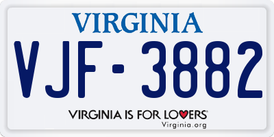 VA license plate VJF3882
