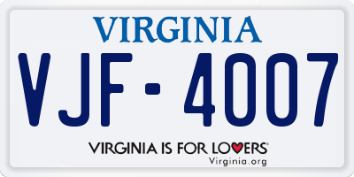 VA license plate VJF4007