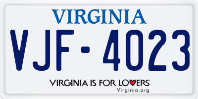 VA license plate VJF4023