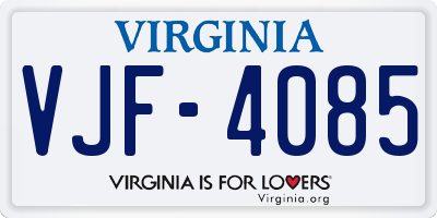 VA license plate VJF4085