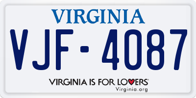 VA license plate VJF4087