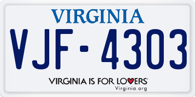 VA license plate VJF4303