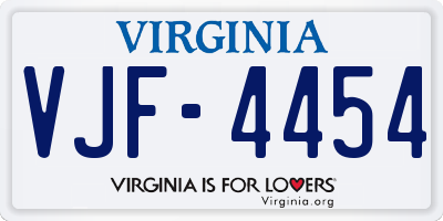 VA license plate VJF4454