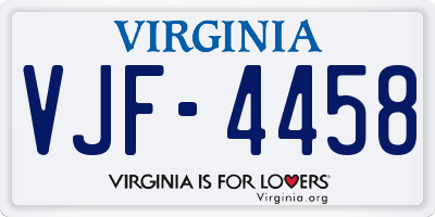 VA license plate VJF4458