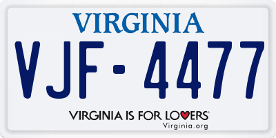 VA license plate VJF4477