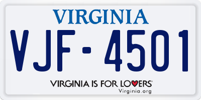 VA license plate VJF4501