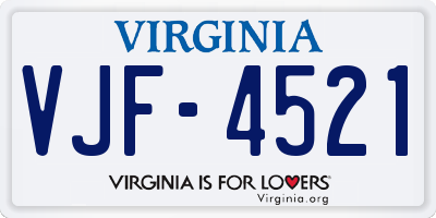VA license plate VJF4521