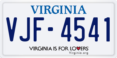 VA license plate VJF4541